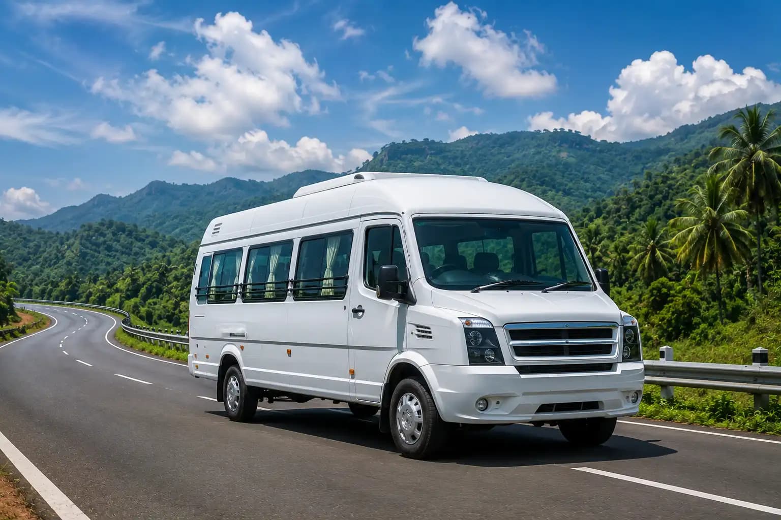 Force Traveller chauffeur-driven fleet rental in Kerala